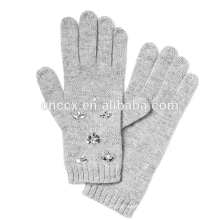 PK17ST020 Italian Merino Wool Blend Lady Fashion Winter Glove With Crystal Bead